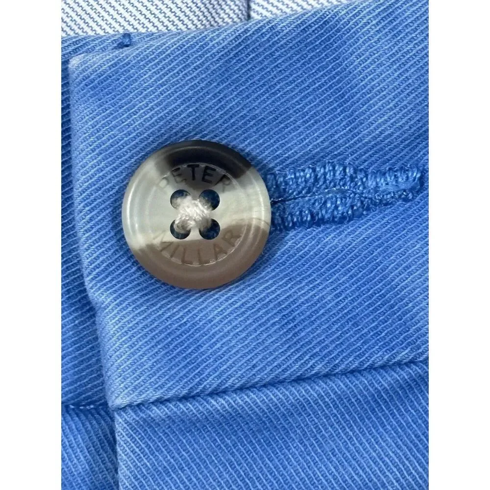 Peter Millar Khaki‎ Chino Shorts Pants Mens 38 Solid Blue Button Pockets